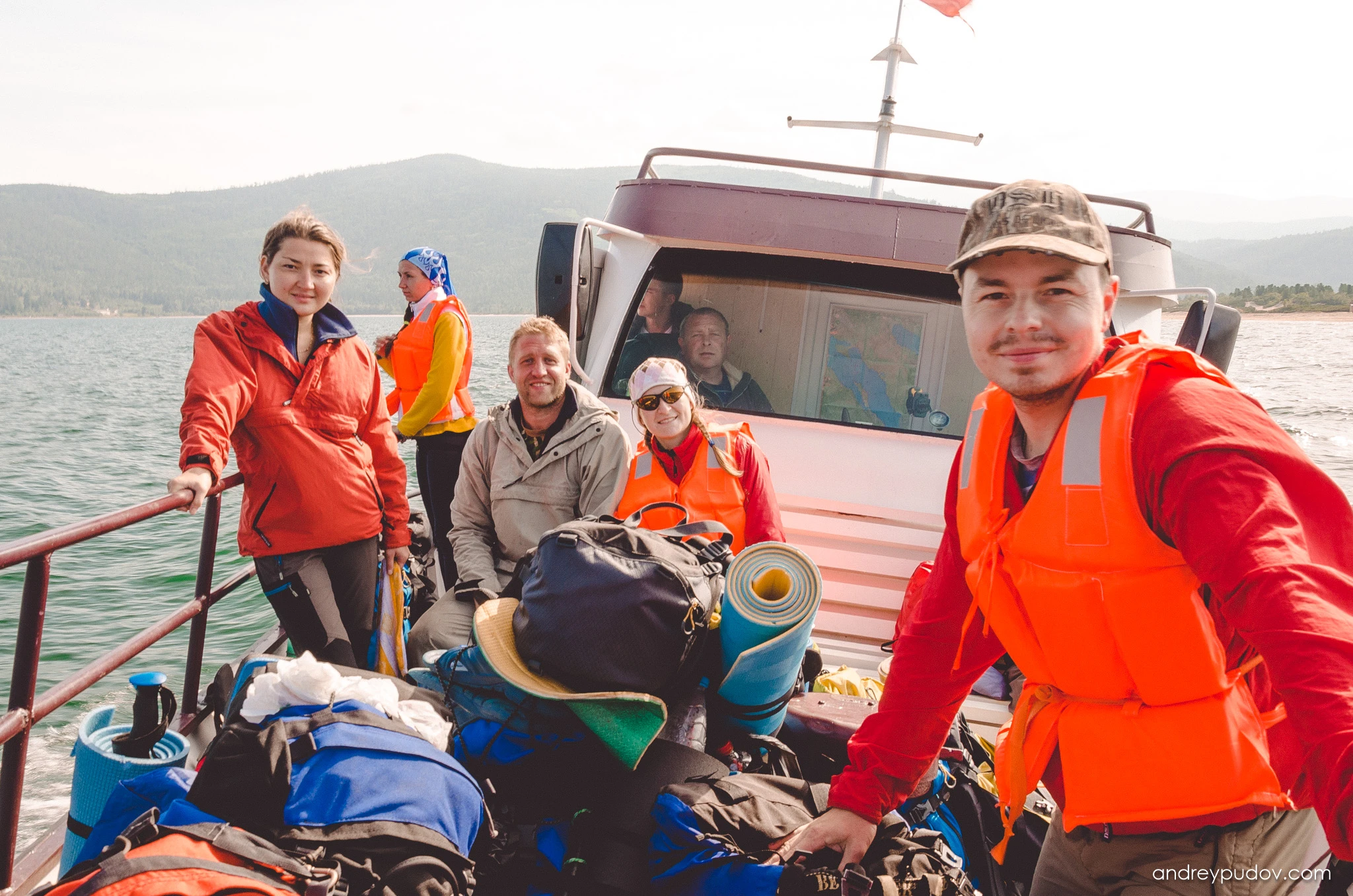 Lake Baikal Team - The ferry to Zmeevaya Bay on the Svyatoy Nose peninsula.