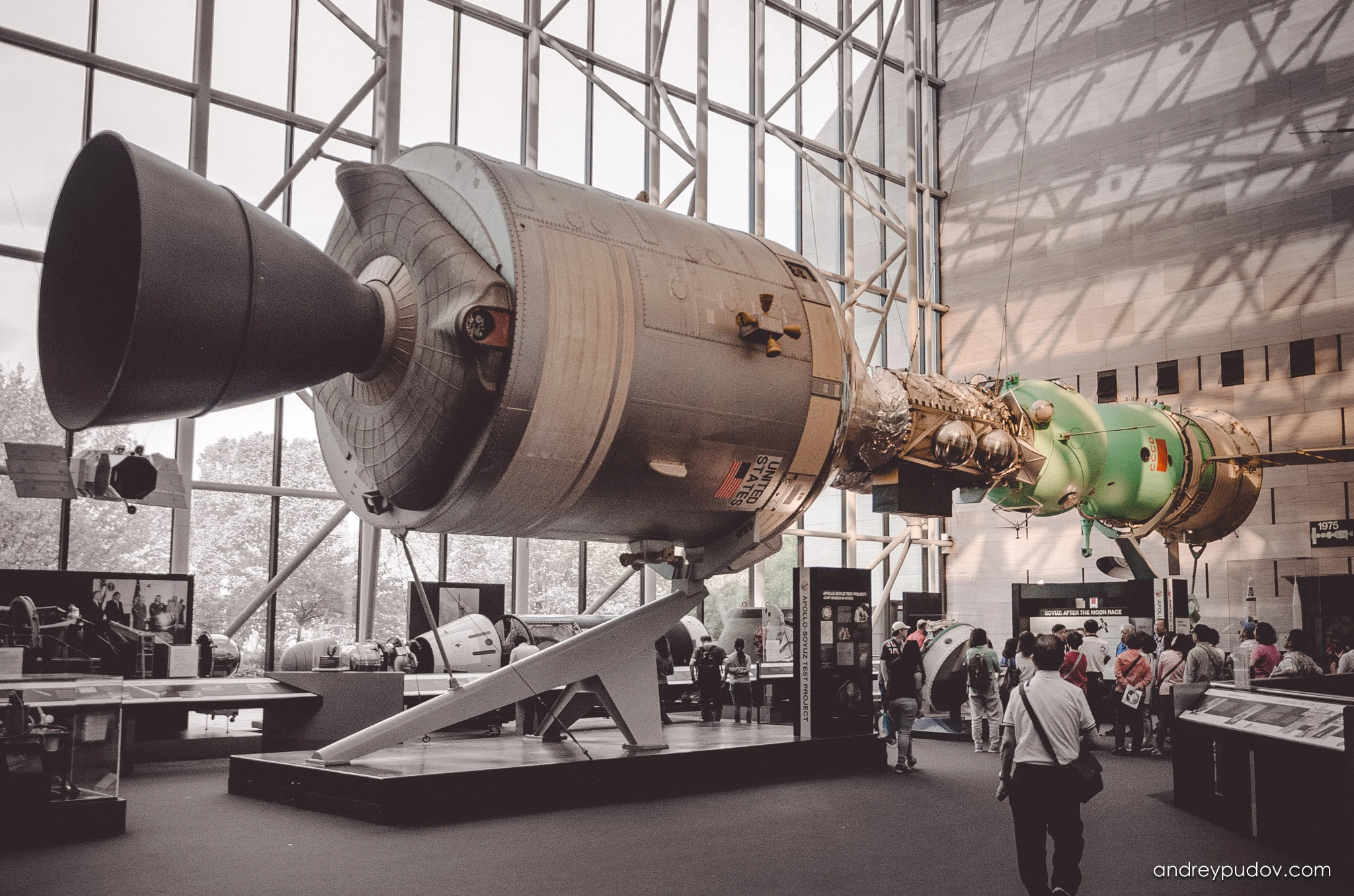 Apollo–Soyuz

Apollo–Soyuz was the first crewed international space mission, carried out jointly by the Soviet Union and the United States in July 1975. Millions of people around the world watched on television as a Soviet Union Soyuz capsule docked with a United States Apollo spacecraft. The project, and its memorable handshake in space, was a symbol of détente between the two superpowers during the Cold War, and it is generally considered to mark the end of the Space Race, which had begun in 1957 with the Soviet Union's launch of Sputnik 1.