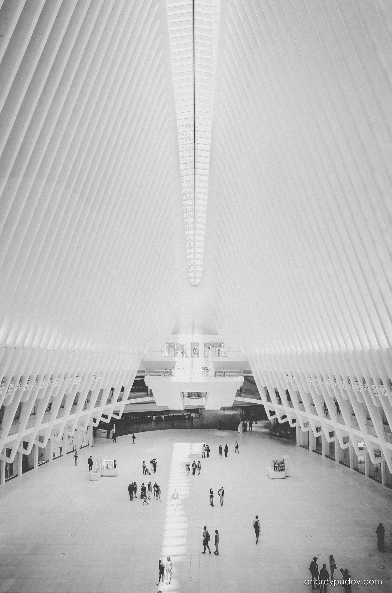 Favorite Photographs - Oculus / World Trade Center Station

One of the first decisions that Calatrava had in mind at the time of conceiving the project was the realization of the building at street level, an independent structure along the Wedge of Light Square, by Daniel Libeskind. “Oculus”, the centerpiece of the Transportation Center that presents the new station to the world is a kind of pause in the middle of the dense glass and steel towers that surround it.

The construction, due to constant delays, lasted 12 years and was finally inaugurated on March 3, 2016, without too many celebrations. The cost of its construction, $ 4 billion, greatly exceeded its original cost, becoming, until the time of its inauguration, the most expensive train station in the world and the third largest transportation center in New York, after Grand Central and Penn Station, both in Midtown Manhattan.