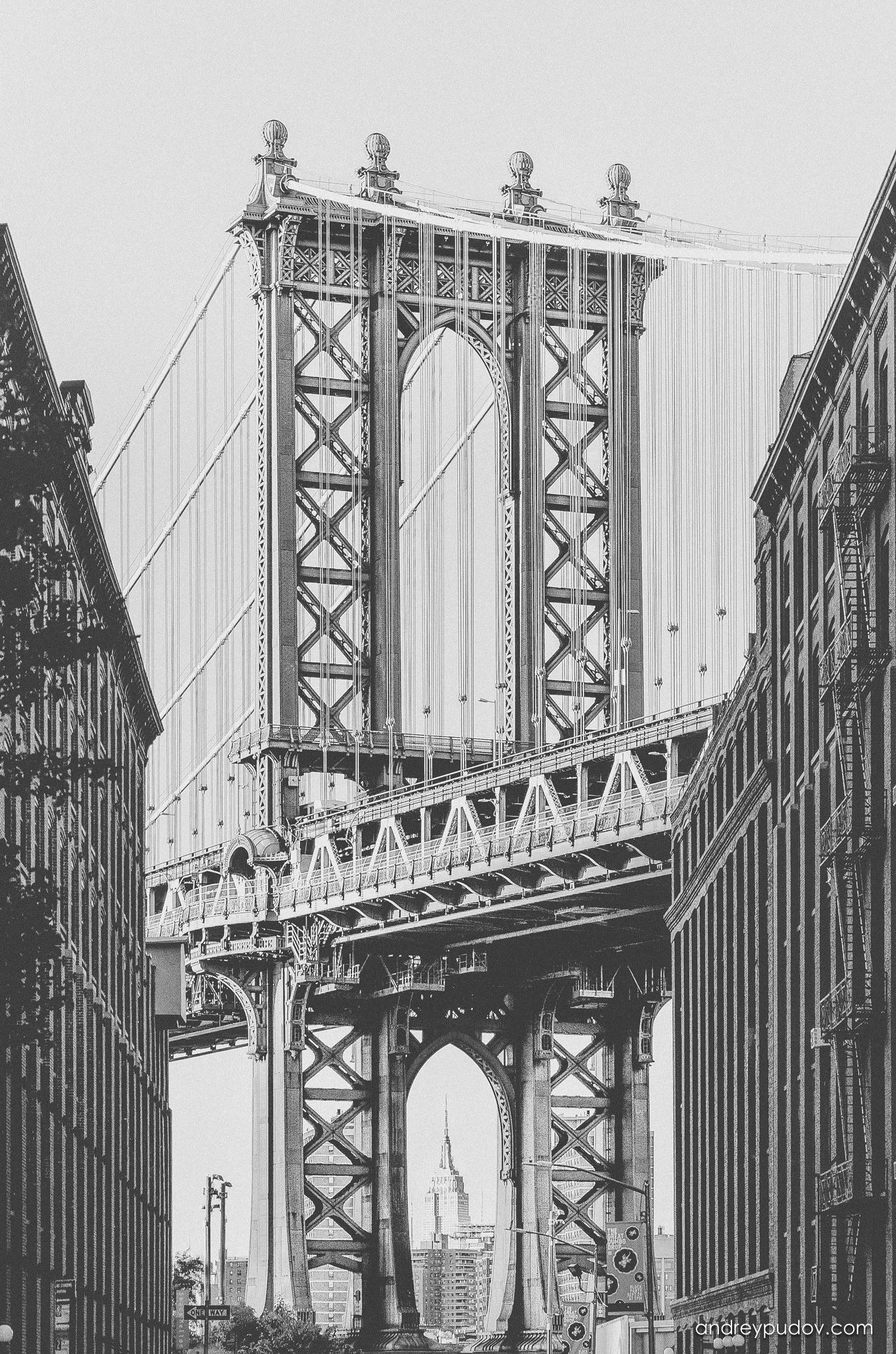 Favorite Photographs - Dumbo

The area known as Dumbo used to be known as Gairville. The area was originally a ferry landing, characterized by 19th- and early 20th-century industrial and warehouse buildings, Belgian block streets, and its location on the East River by the imposing anchorage of the Manhattan Bridge. The entirety of Dumbo was bought by developer David Walentas and his company Two Trees Management in the late 20th century, and remade into an upscale residential and commercial community—first becoming a haven for art galleries, and currently a center for technology startups.