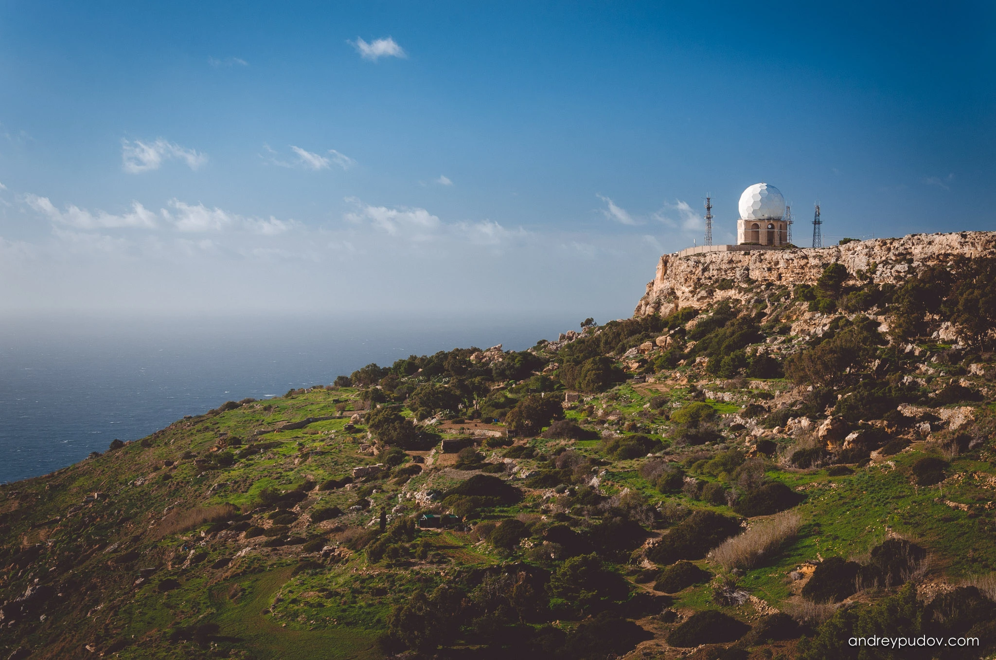 Conquering Rome and Order of Malta - The radar station il Ballun' near the Dingli Cliffs.