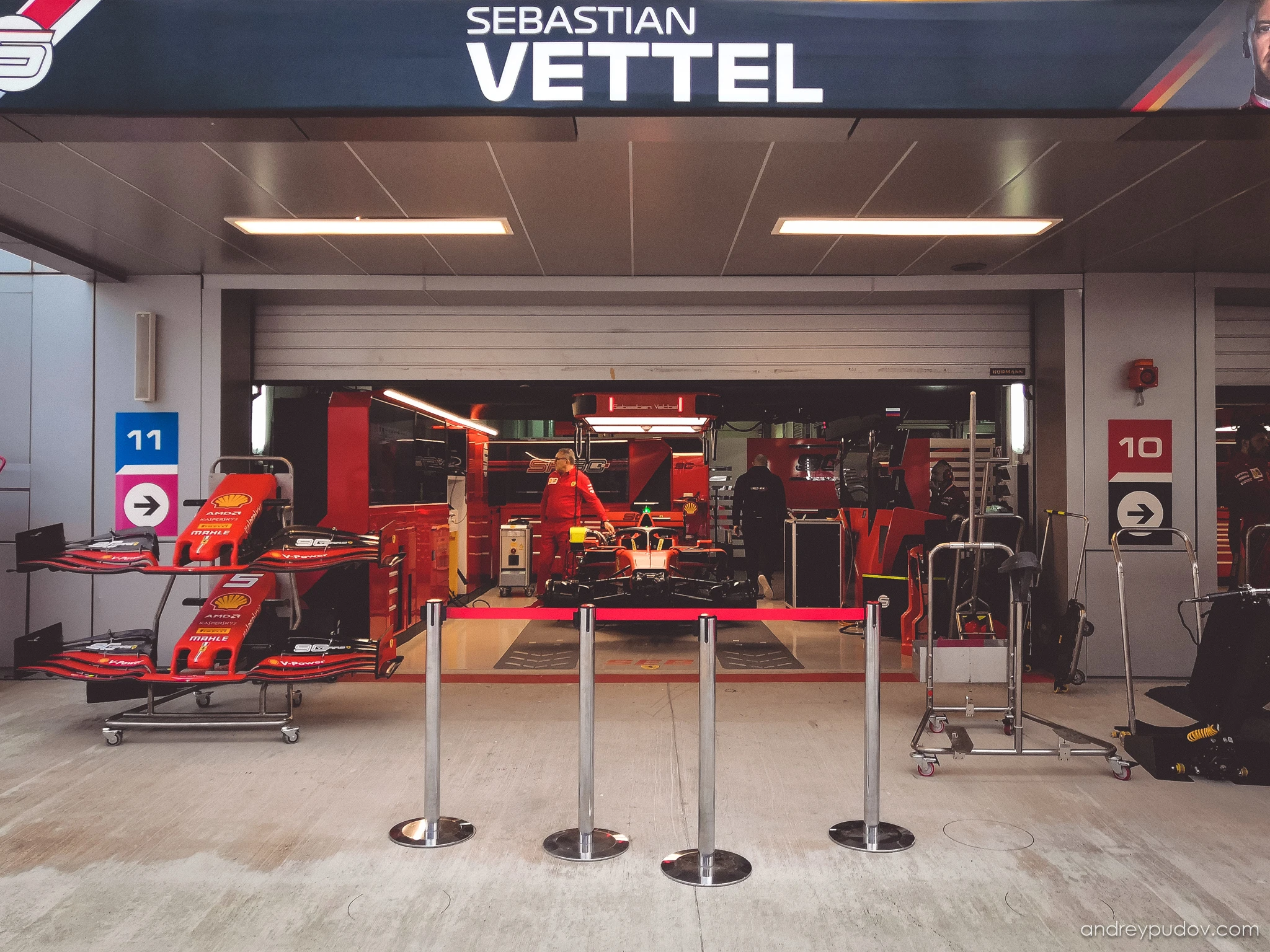 2019 Formula 1 Russian Grand Prix - The box of the Scuderia Ferrari